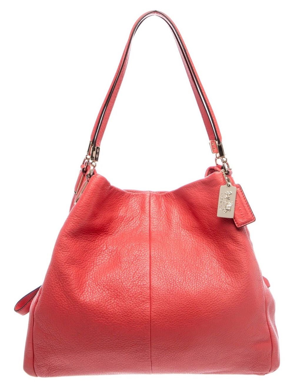 Coach Orange Red Leather Shoulder Hobo Bag